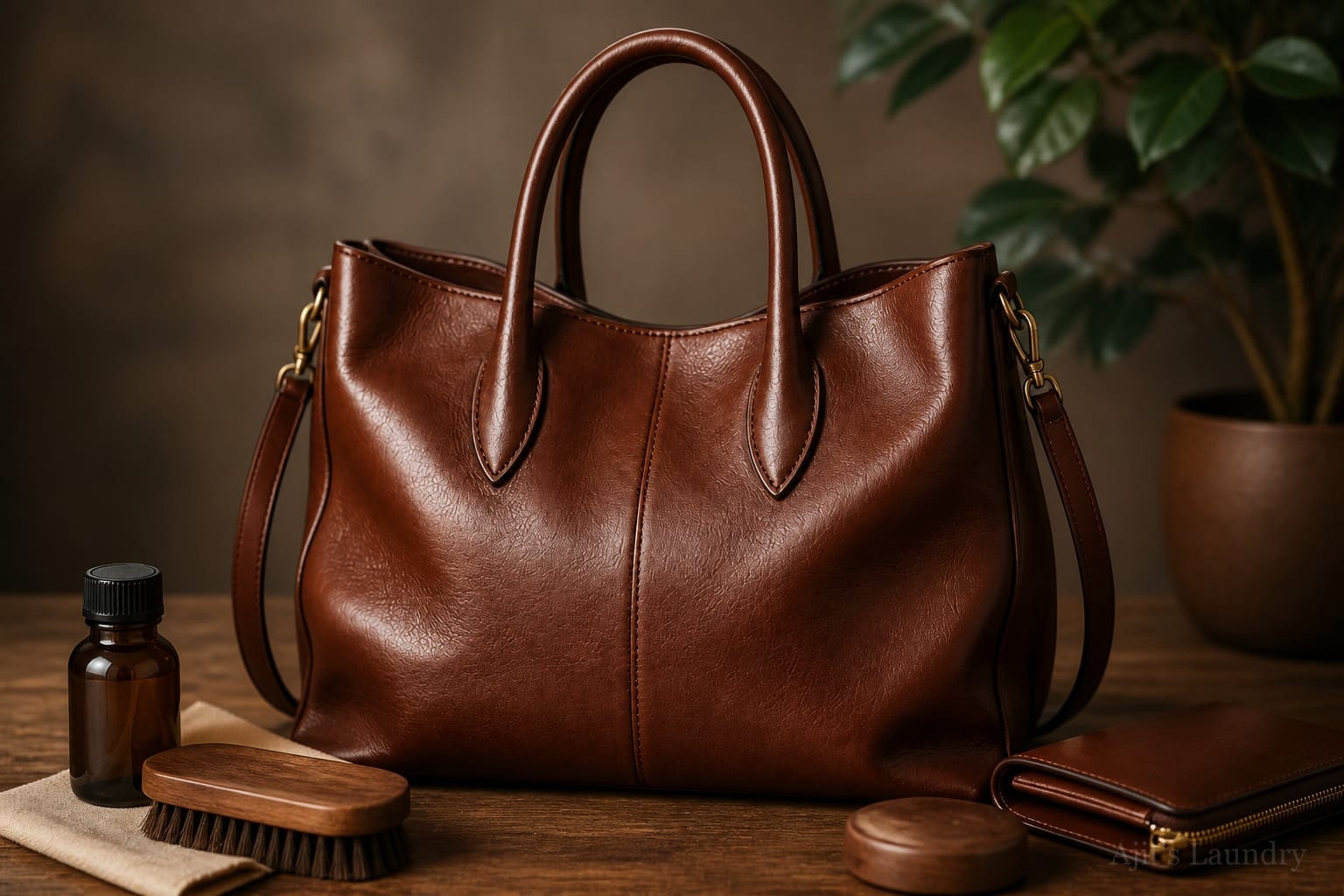 Leather handbag after cleaning