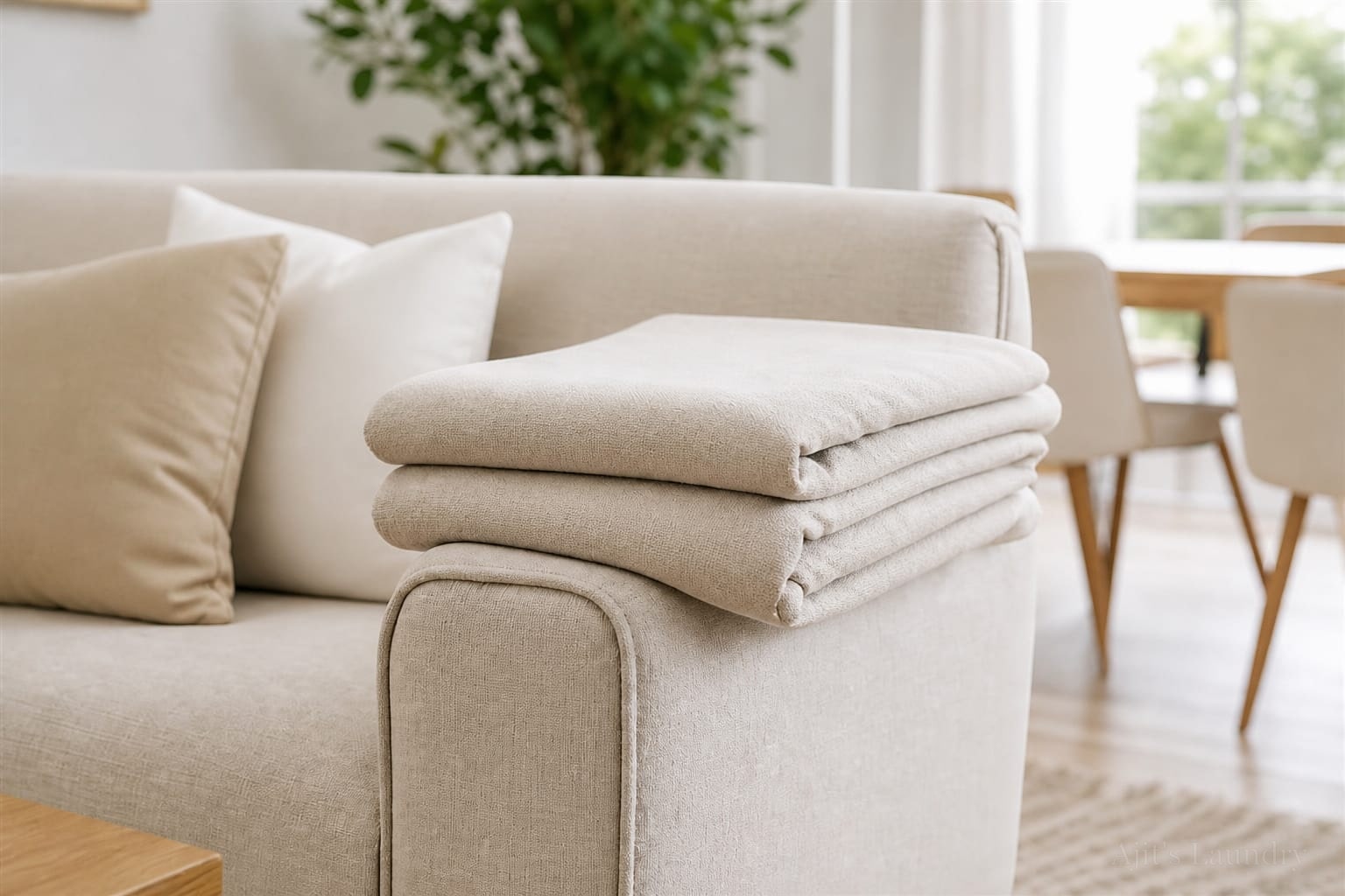 Clean sofa covers ready to refit
