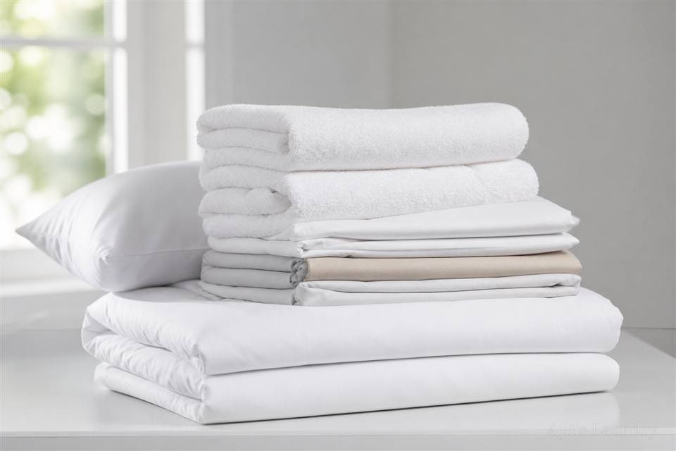 Wash and fold laundry neatly stacked